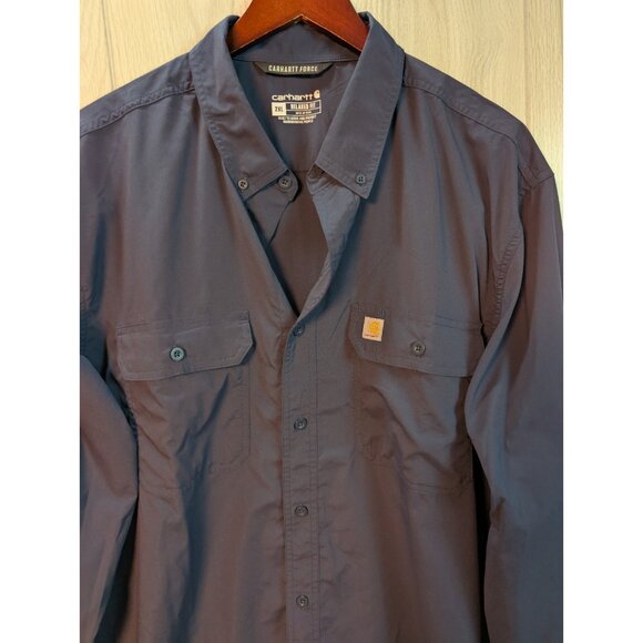 Carhartt Force Relaxed Fit Button Down Shirt Mens 2XL XXL Long Sleeve Pocket - Picture 2 of 7